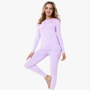 Women's Lavender Fleece Lined Thermal Set